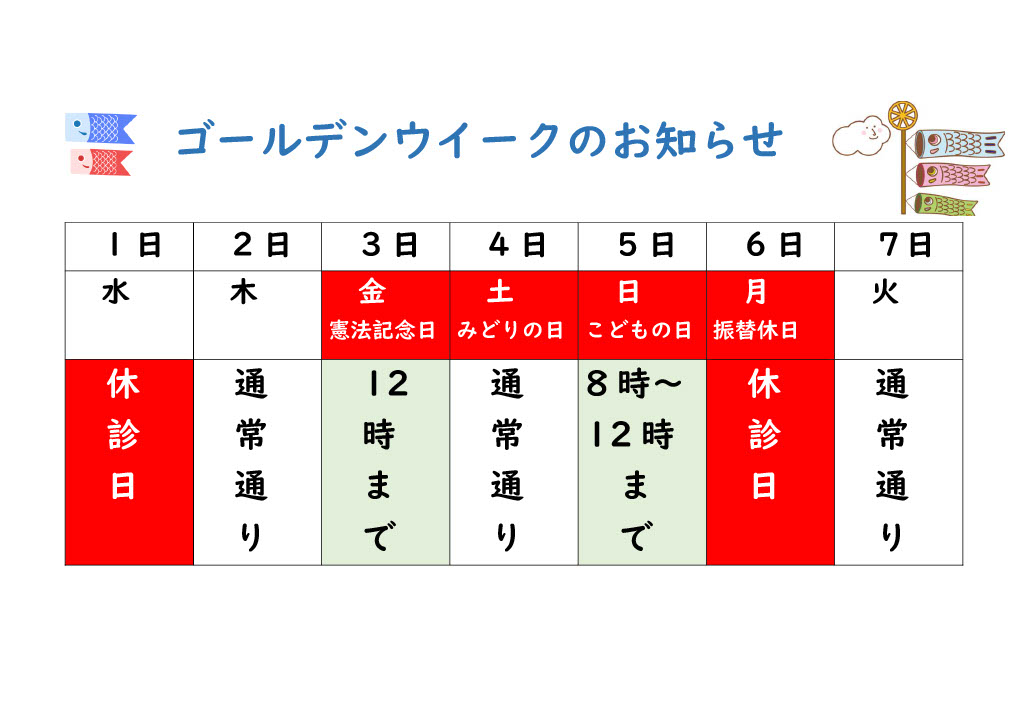 GWのお知らせ